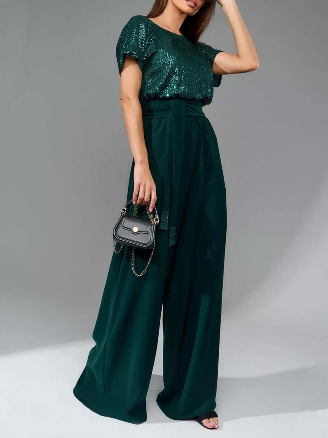 Glam Galore Sequin Wide-Leg Jumpsuit