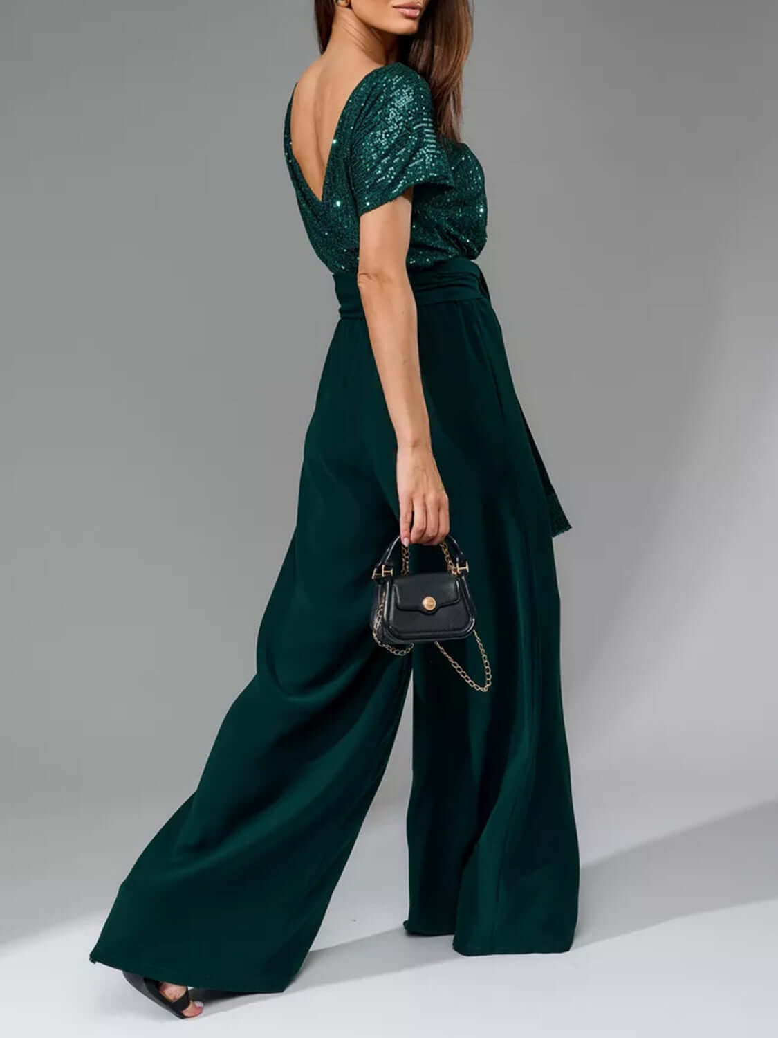 Glam Galore Sequin Wide-Leg Jumpsuit