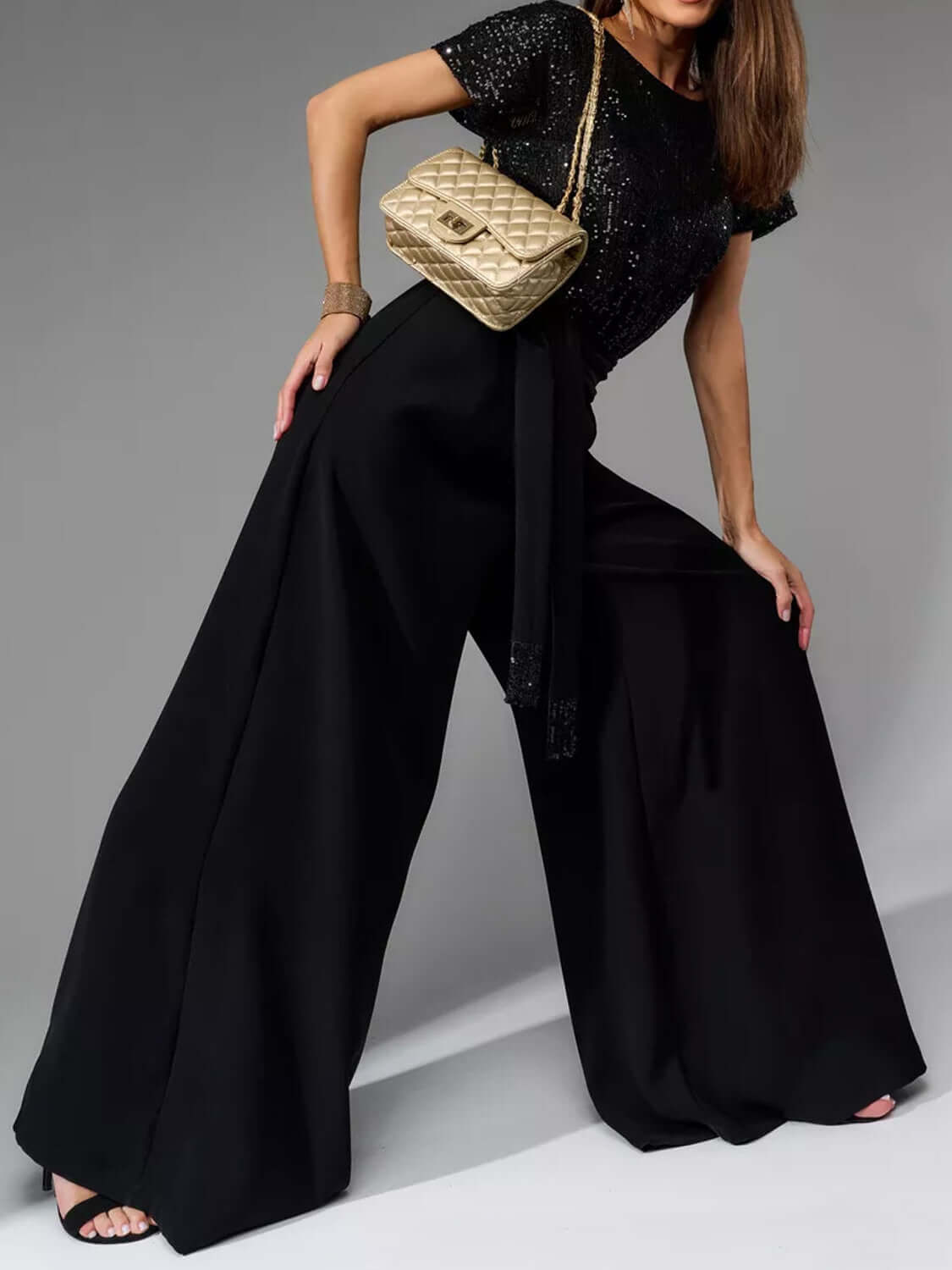 Glam Galore Sequin Wide-Leg Jumpsuit