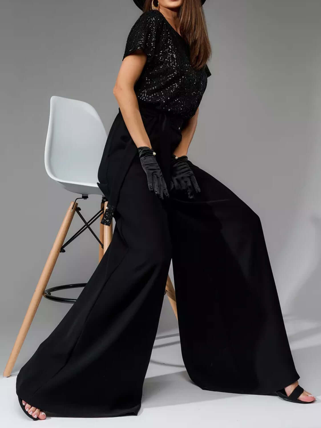 Glam Galore Sequin Wide-Leg Jumpsuit