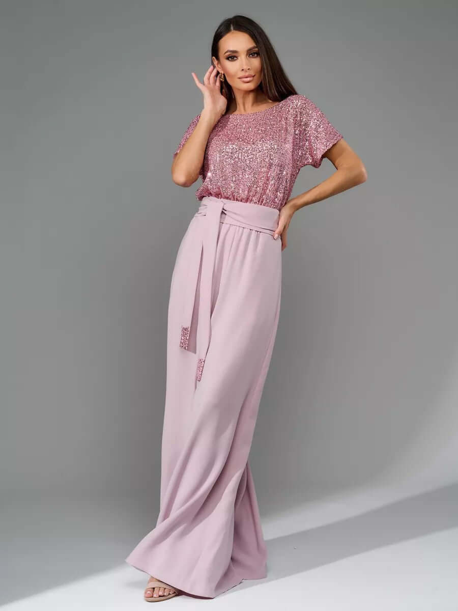 Glam Galore Sequin Wide-Leg Jumpsuit