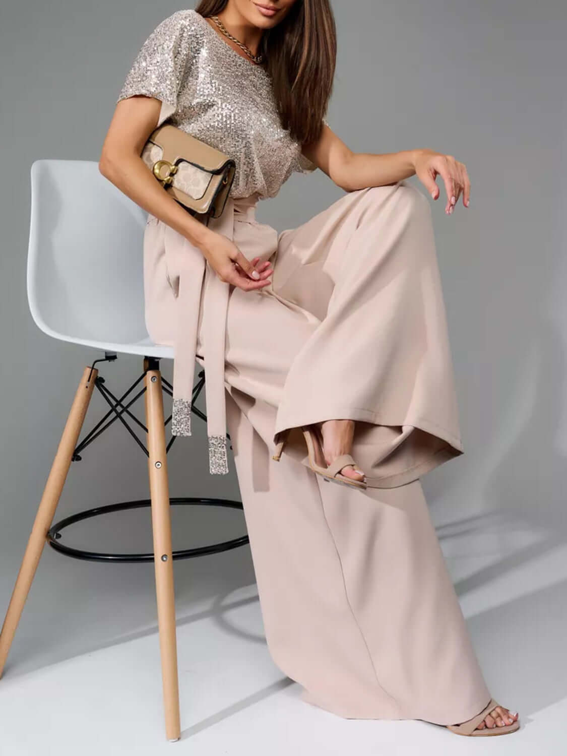 Glam Galore Sequin Wide-Leg Jumpsuit