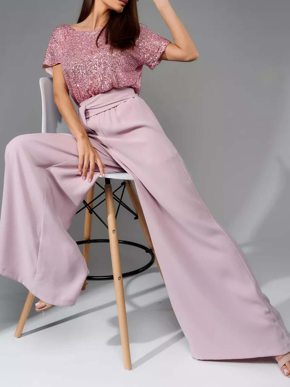 Glam Galore Sequin Wide-Leg Jumpsuit