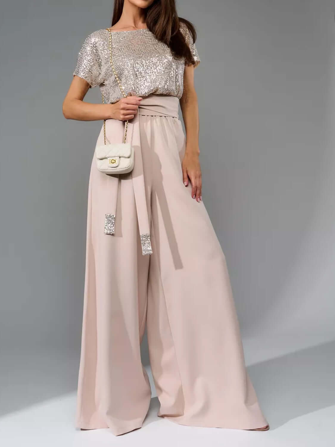 Glam Galore Sequin Wide-Leg Jumpsuit