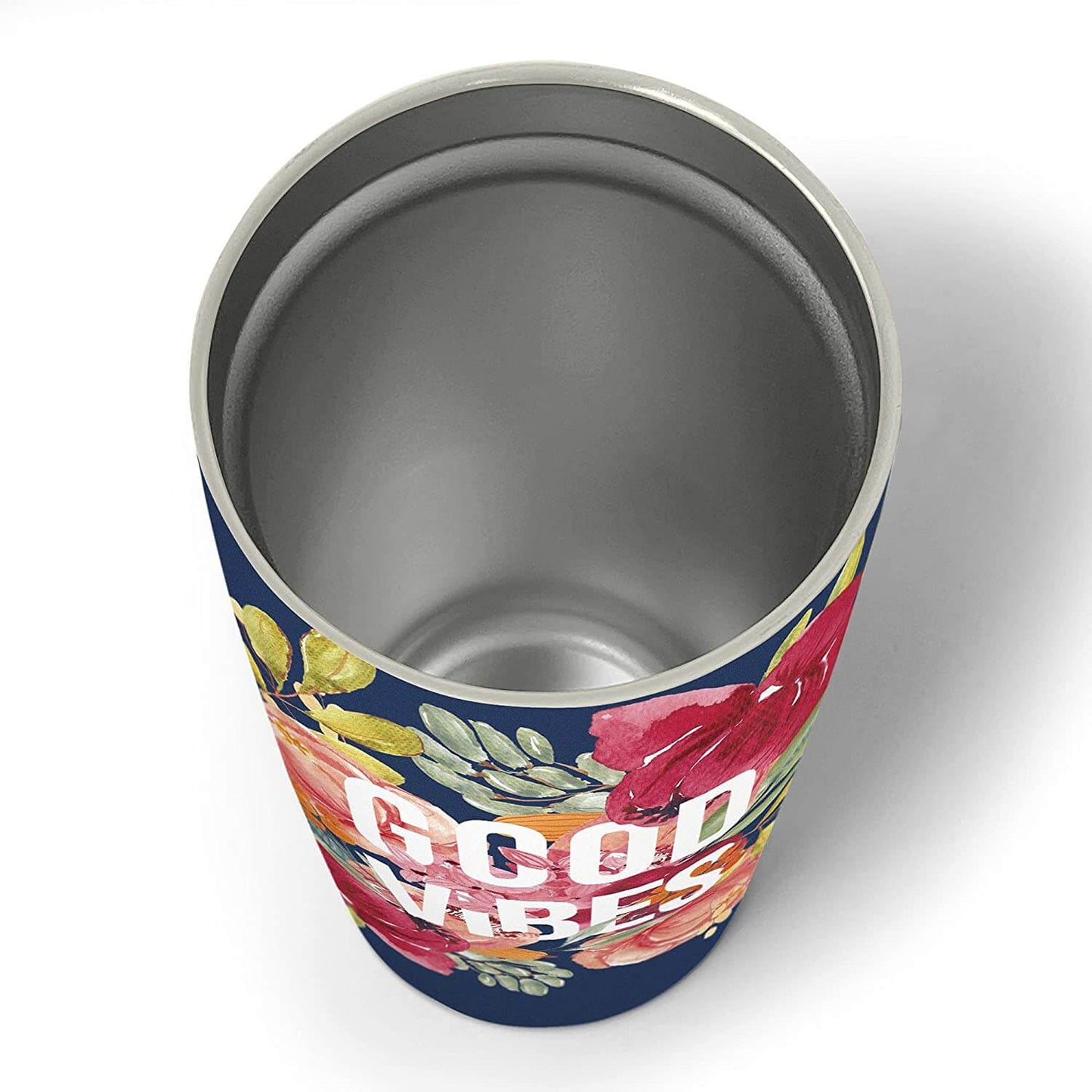 Good Vibes Floral Insulated Stainless-Steel 17oz Travel Mug