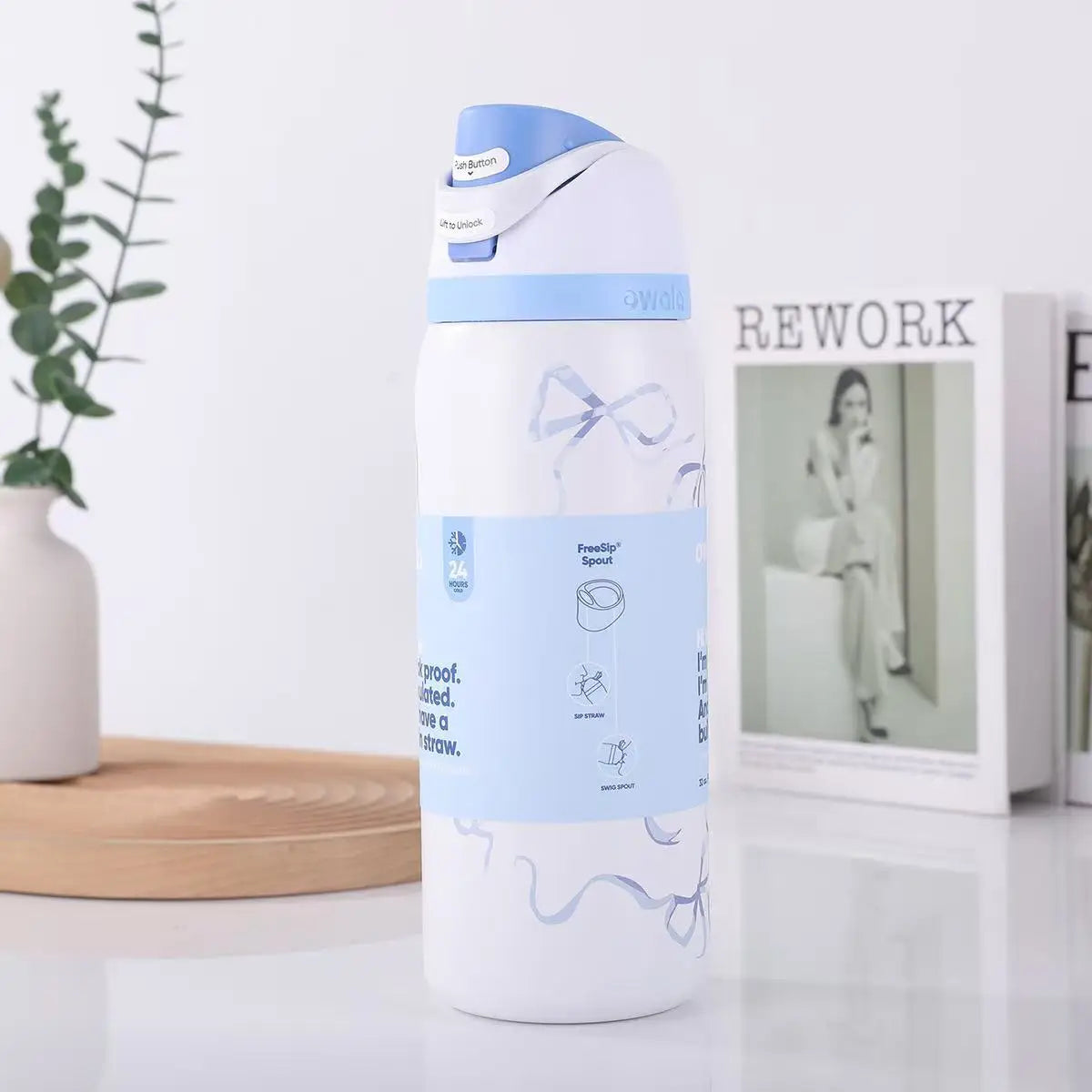 Cartoon Insulated Water Bottle with Straw 24oz/32oz
