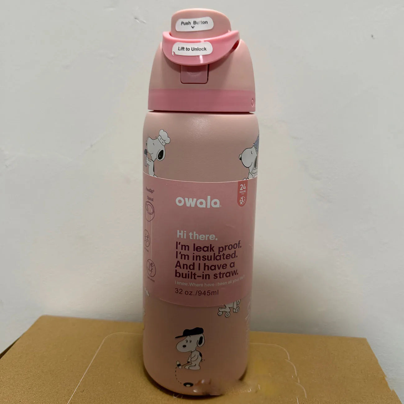 Cartoon Insulated Water Bottle with Straw 24oz/32oz