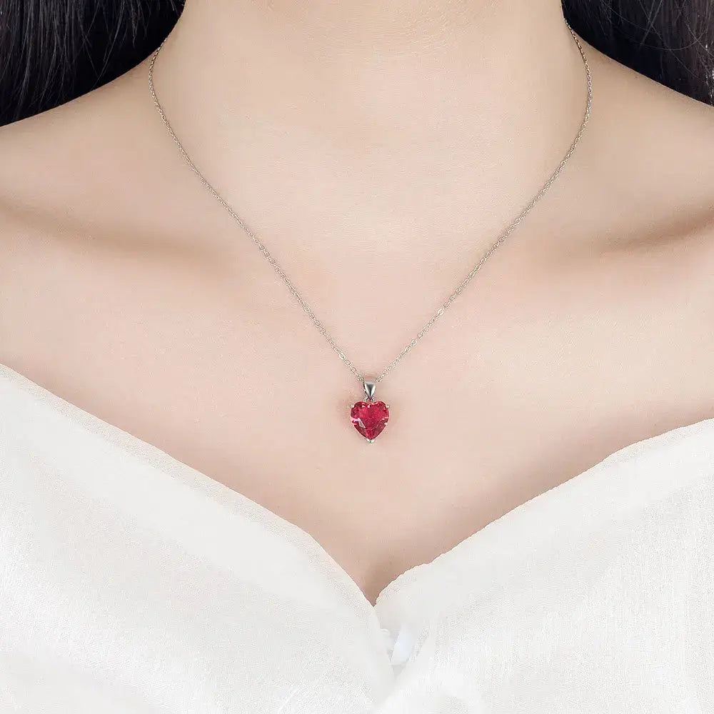 Heart Glow Sterling Silver Ring Earrings & Necklace Set