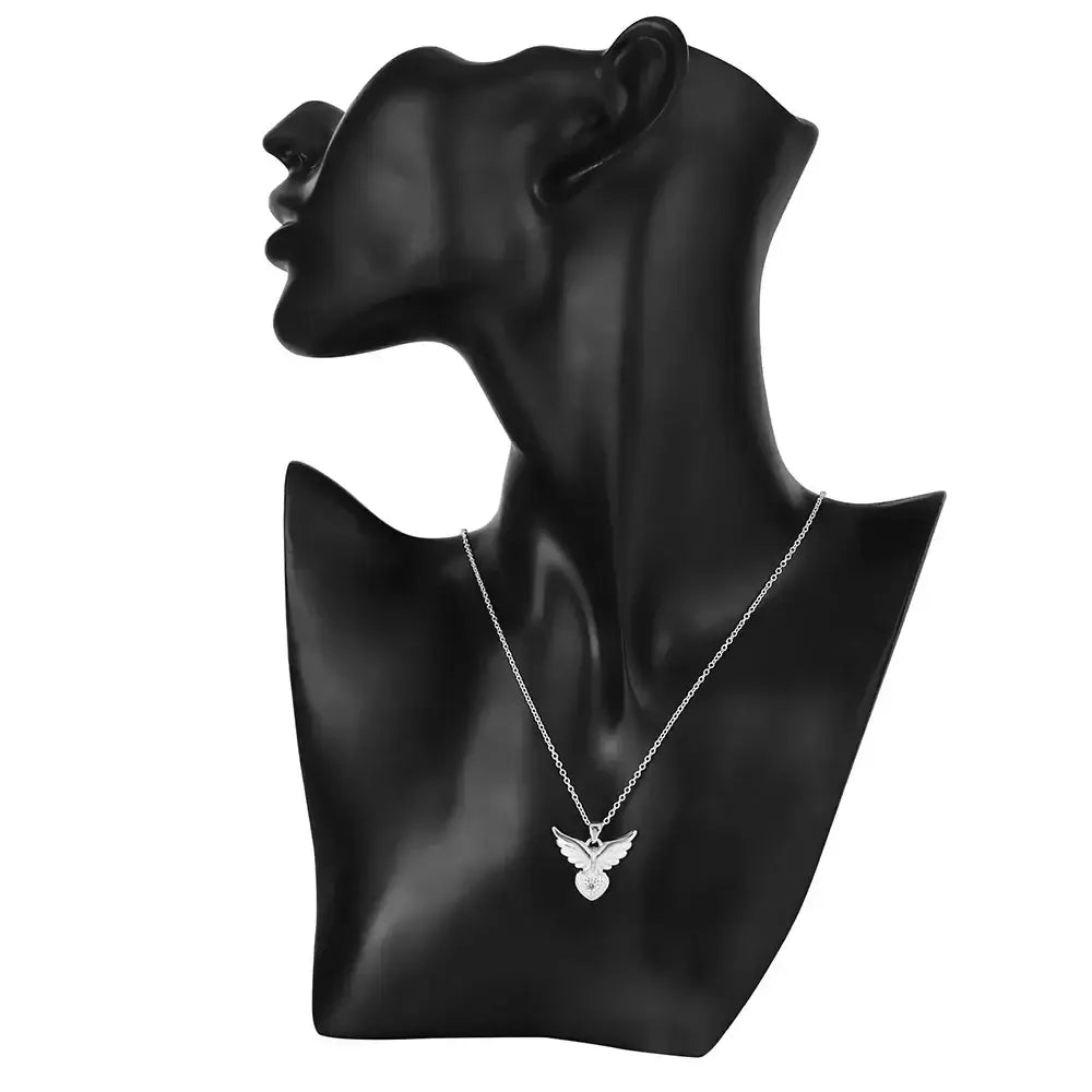 Heart Wings 925 Sterling Silver Zircon Pendant Necklace