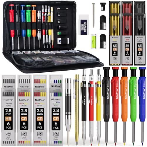 Heavy Duty 31-Pc Carpenter Pencil Set with 128 Refills