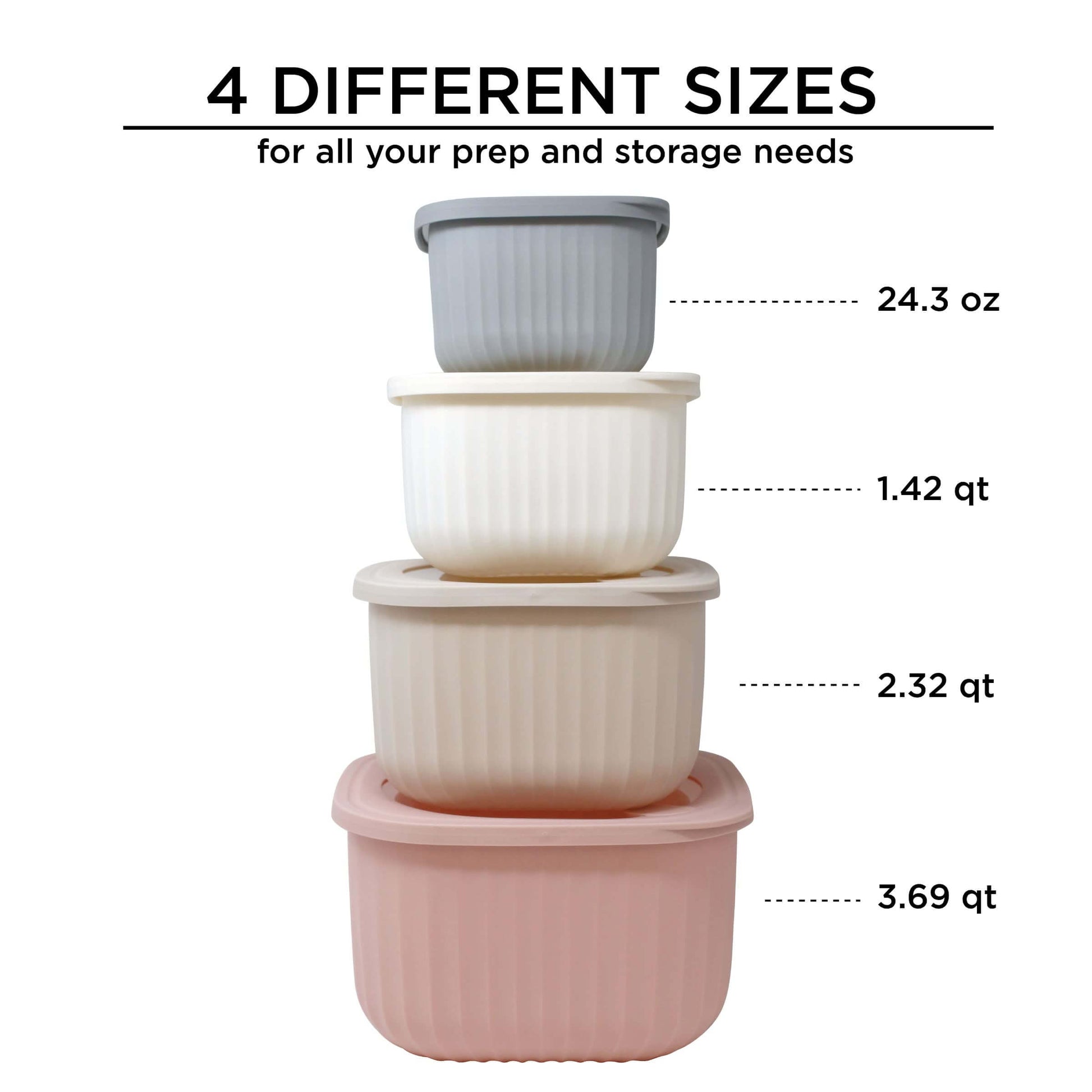 Heavy Duty Mixing Bowls Set 4 Piece - Grey