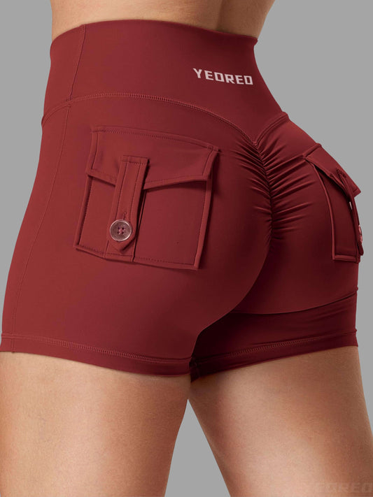 High Waisted Scrunch Workout Shorts with Pockets