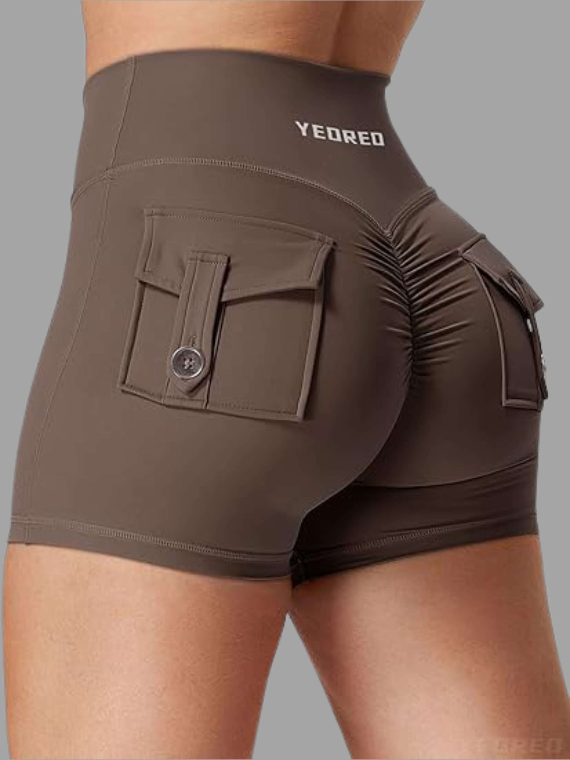 PHigh Waisted Scrunch Workout Shorts with Pockets