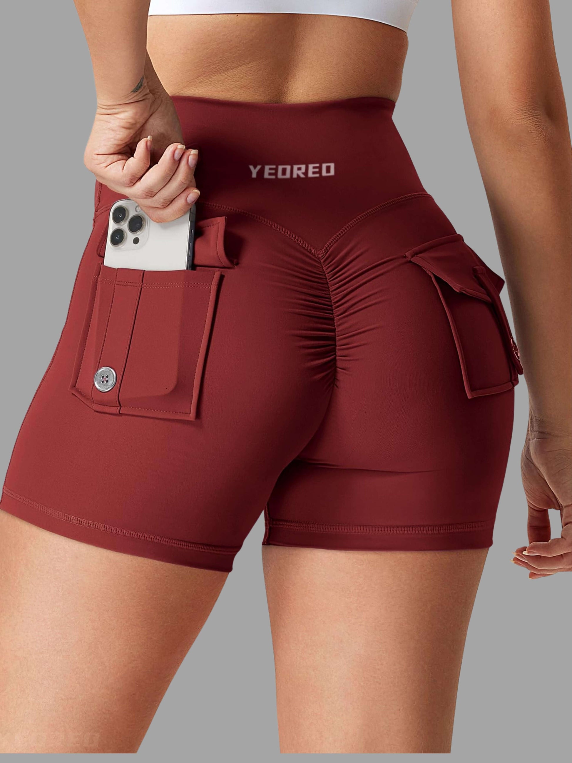 High Waisted Scrunch Workout Shorts with Pockets