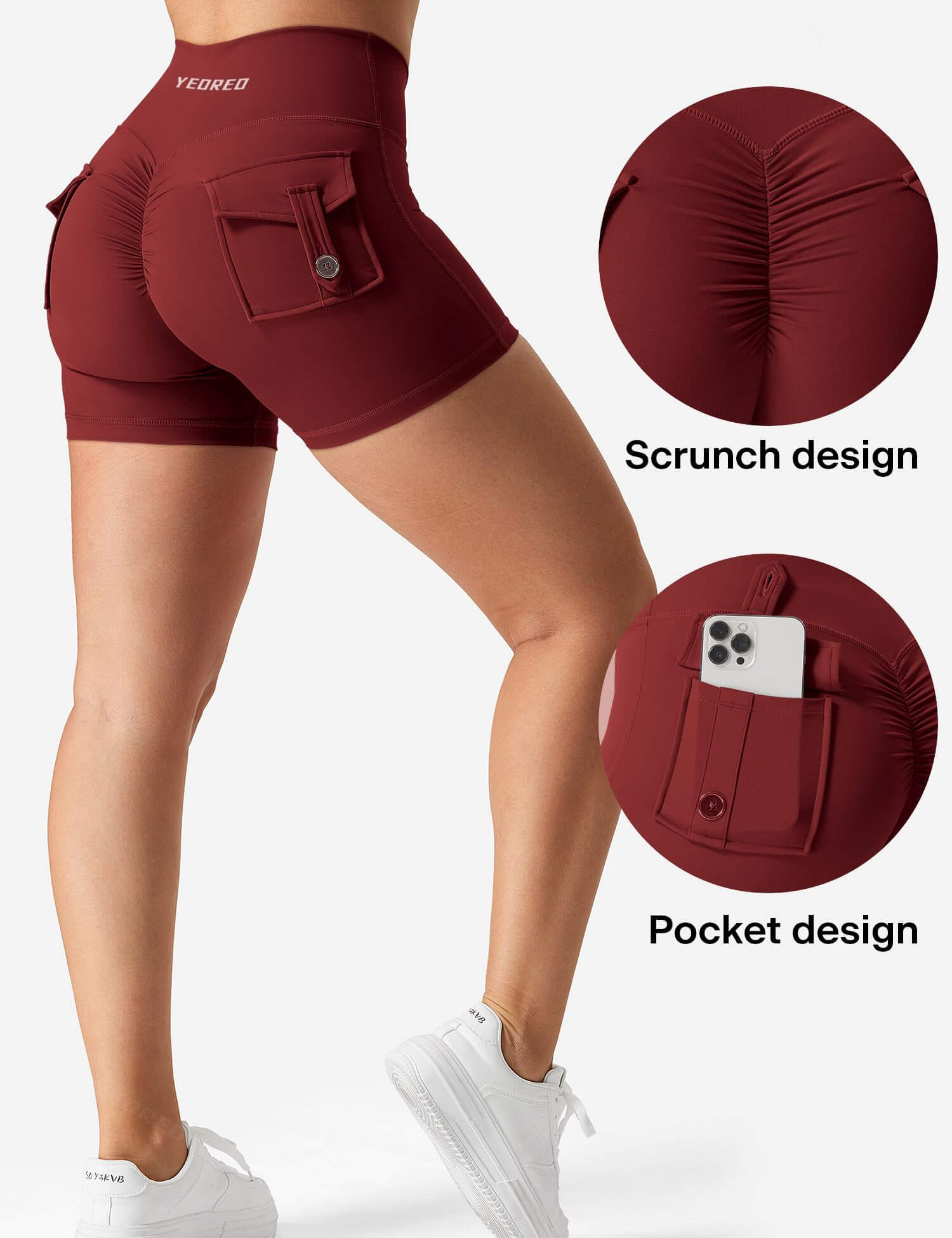 High Waisted Scrunch Workout Shorts with Pockets