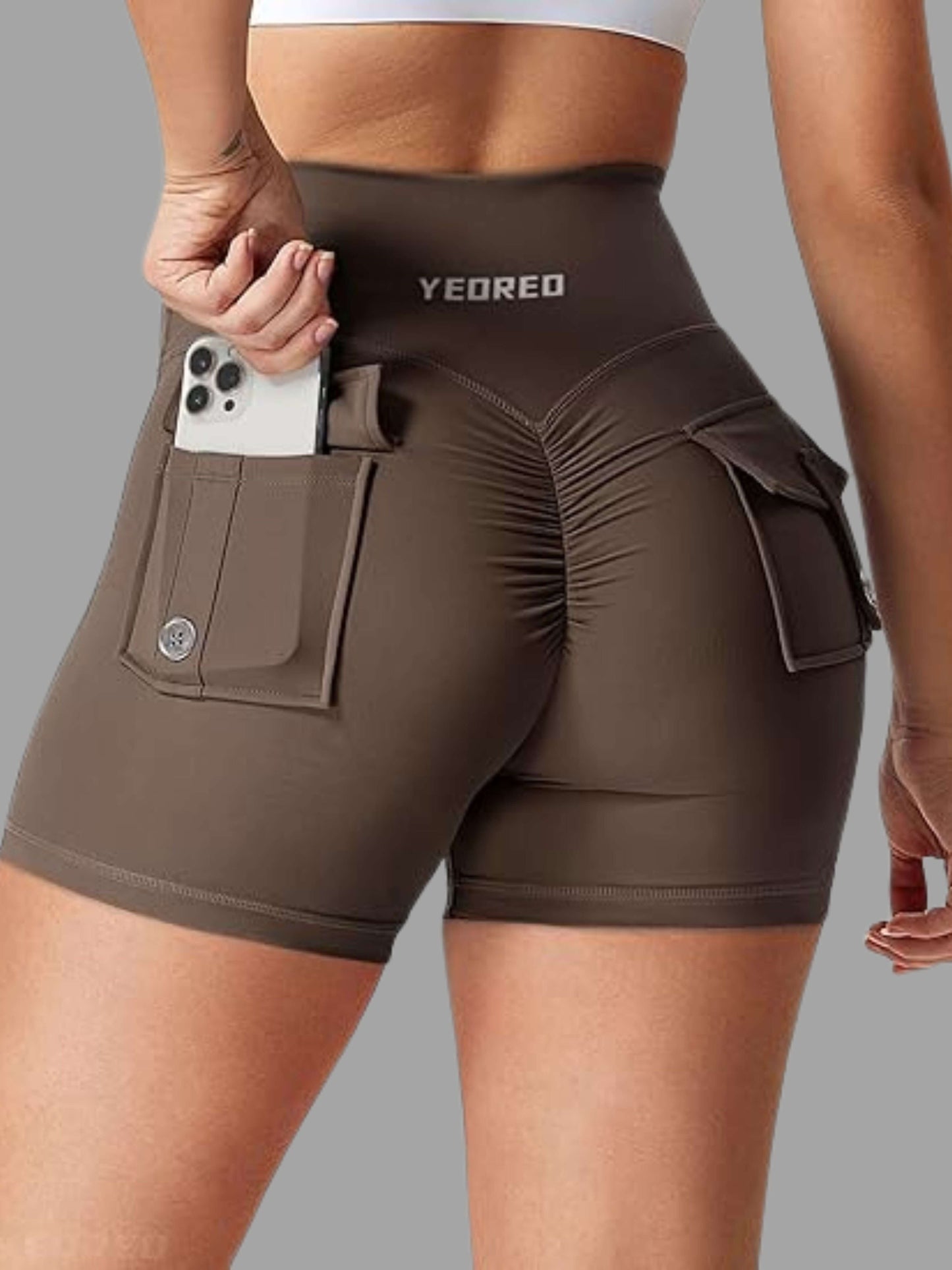 High Waisted Scrunch Workout Shorts with Pockets