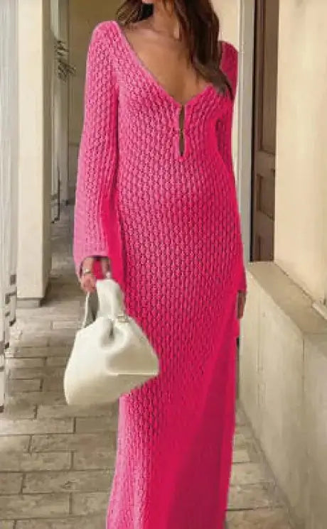 Coastal Breeze Solid Cover-Up Beach Dress