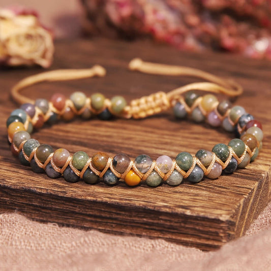 Indian Agate Bracelet – Boho Natural Stone Jewelry