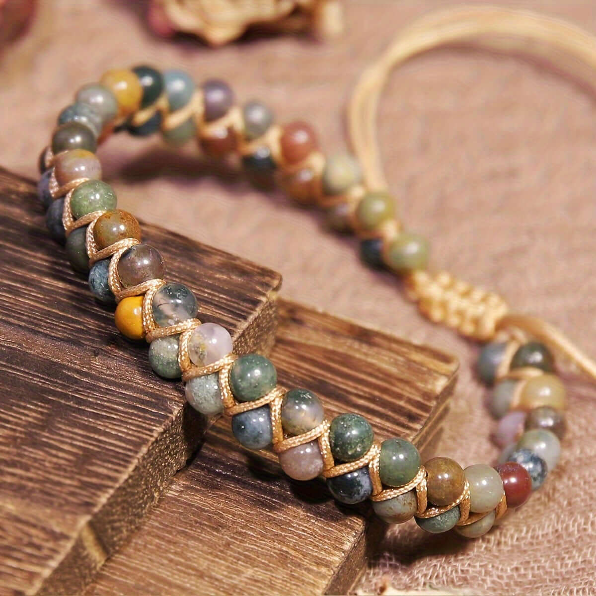 Indian Agate Bracelet – Boho Natural Stone Jewelry