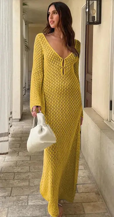 Coastal Breeze Solid Cover-Up Beach Dress