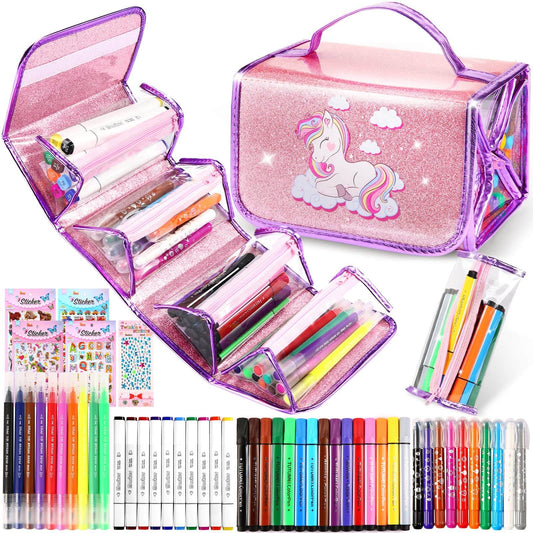 Kids Art Supply Kit with Washable Markers