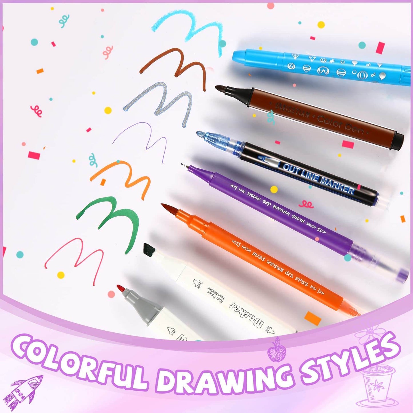 Kids Art Supply Kit with Washable Markers