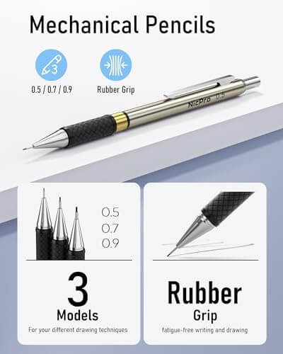 Mechanical Pencil Set with Leads and Case Gold 35 Pieces