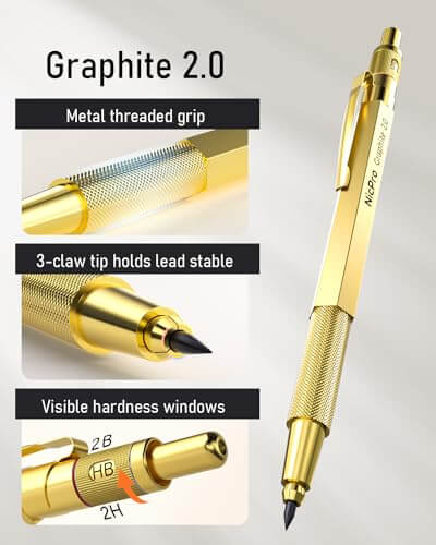 Mechanical Pencil Set with Leads and Case Gold 35 Pieces
