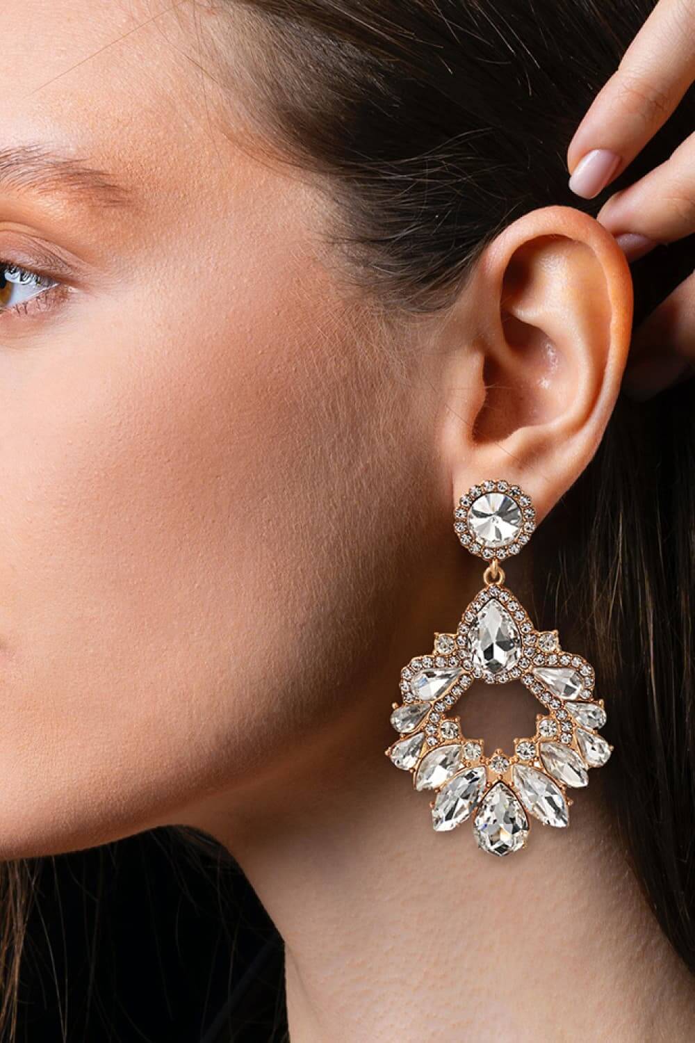 Modern Zinc Alloy Glass Stone Dangle Earrings