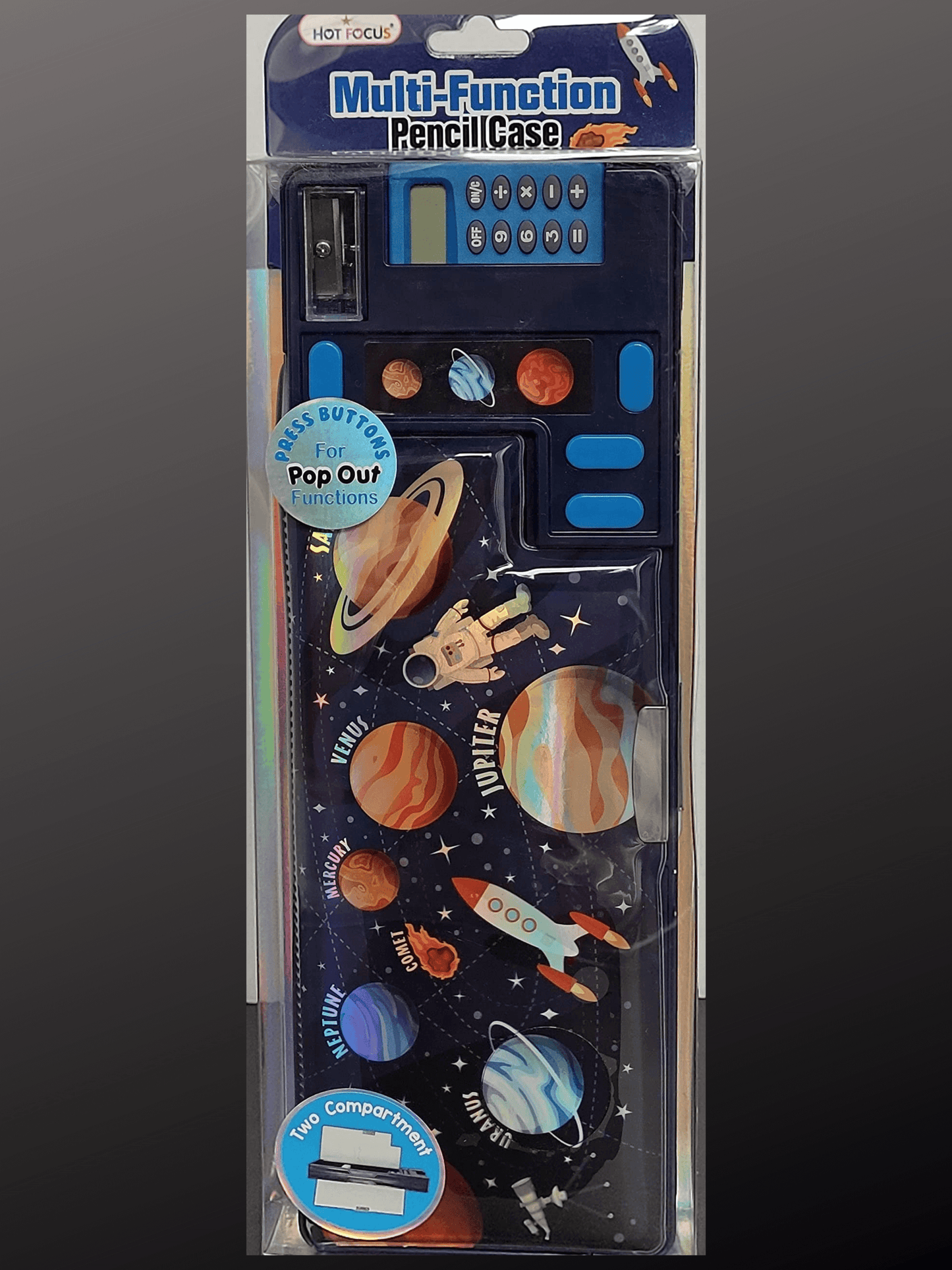 Multi-Function Pencil Case with Calculator & Sharpener-Space