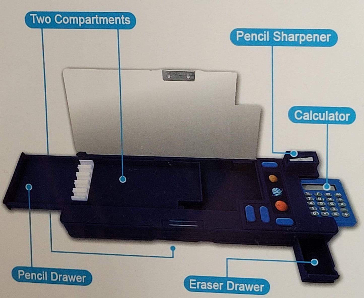 Multi-Function Pencil Case with Calculator & Sharpener-Space