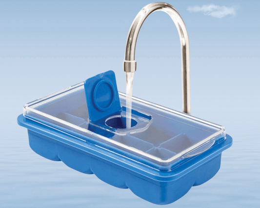 No Spill Large Ice Cube Tray Slim & Stackable - Blue