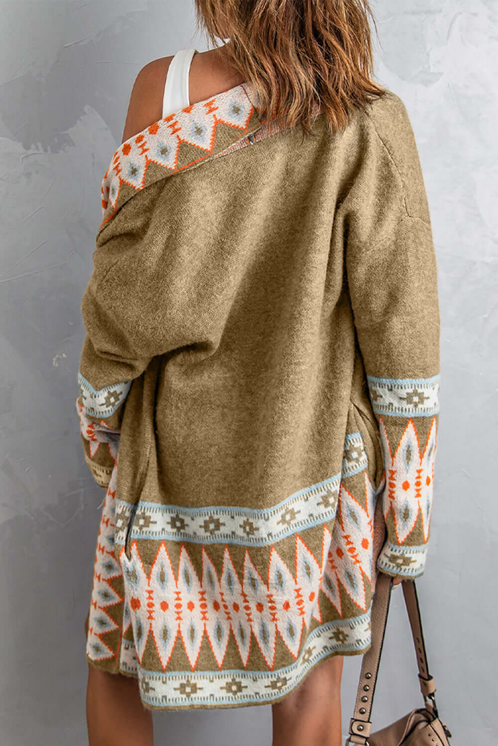 Patterned Charm Long Sleeve Open Cardigan