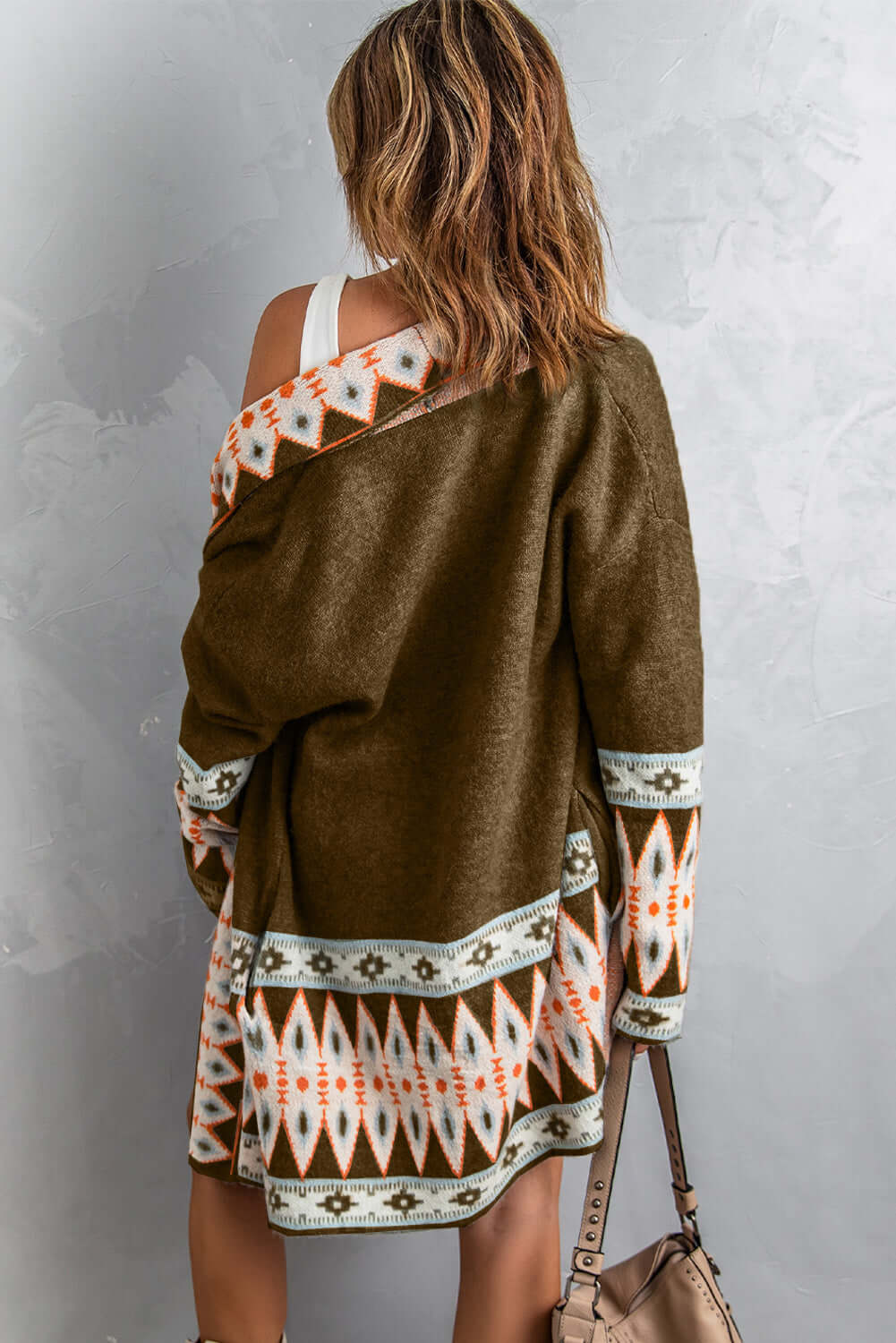 Patterned Charm Long Sleeve Open Cardigan