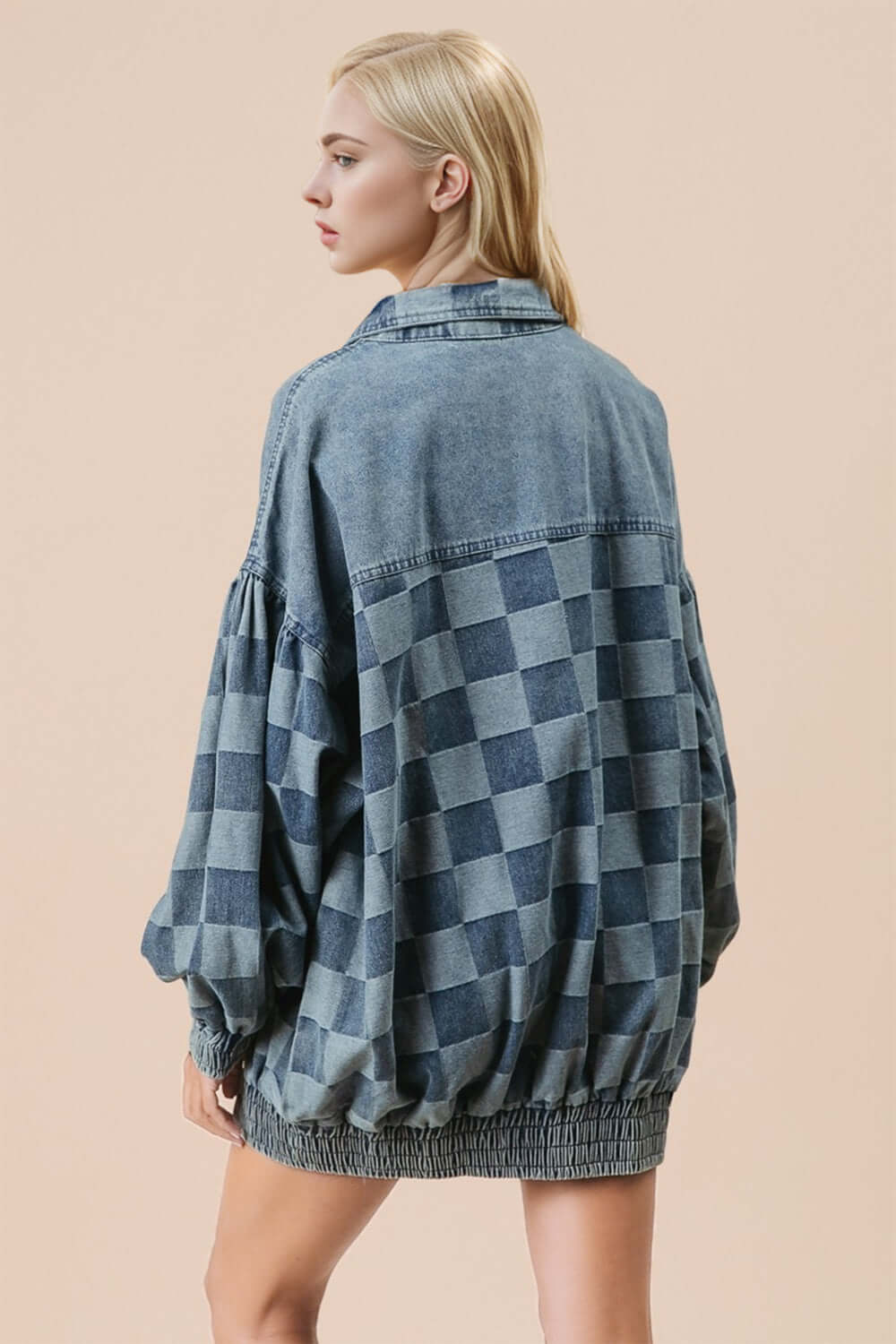 Plaid Meets Denim Button-Up Jacket
