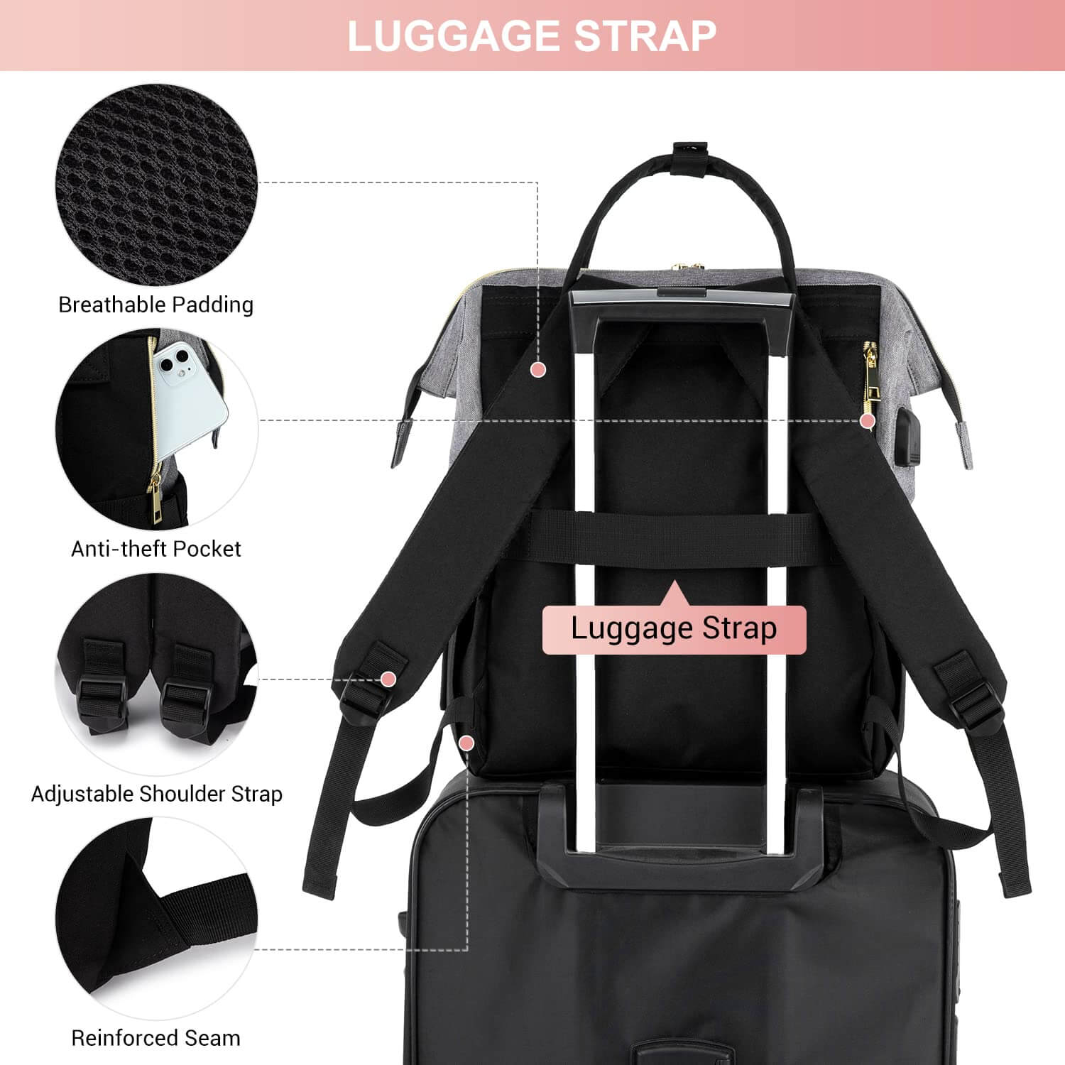 Professional Laptop Backpack with USB Port 15.6 inch