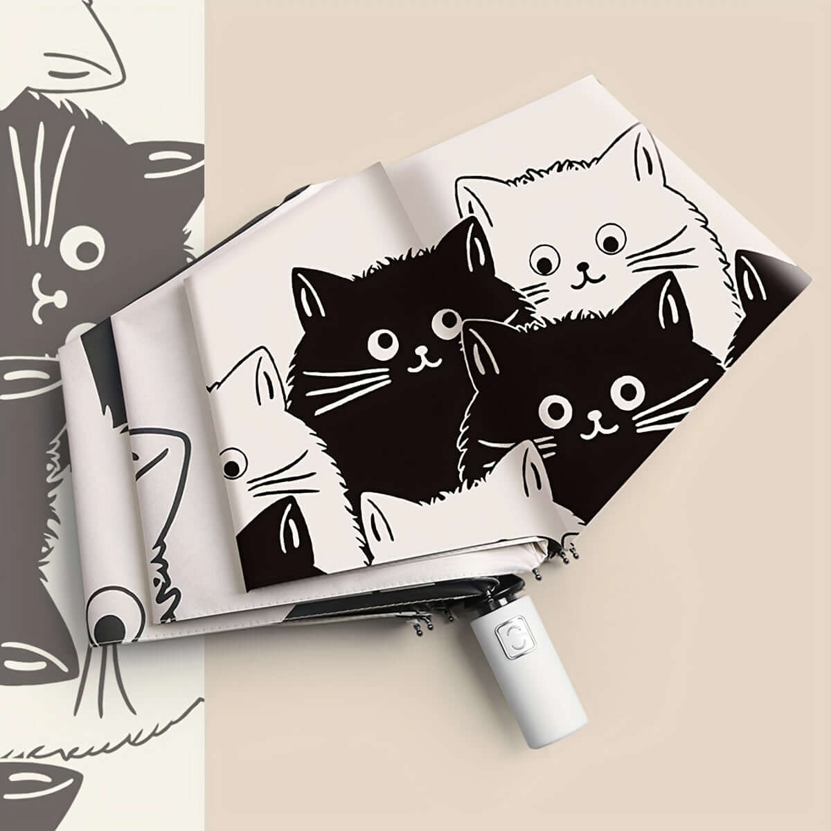 Purr-fect Cover UV-Blocking Cat Print Umbrella