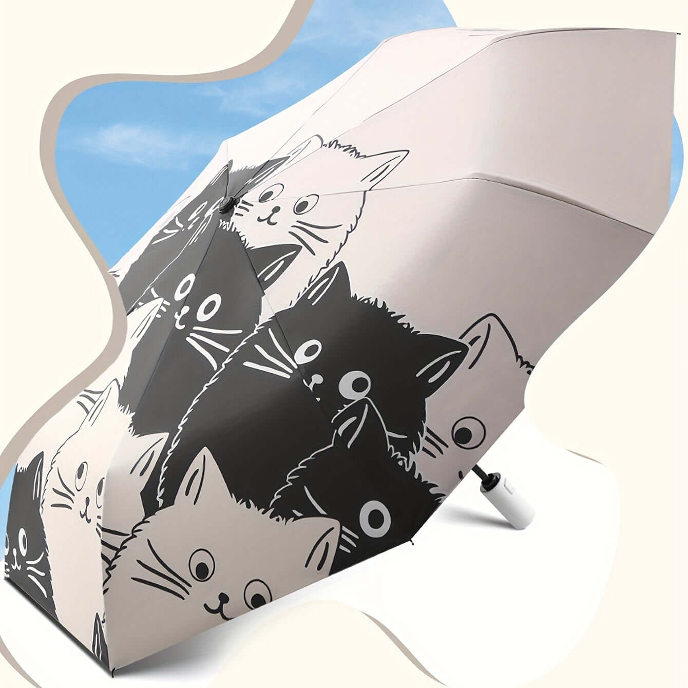 Purr-fect Cover UV-Blocking Cat Print Umbrella