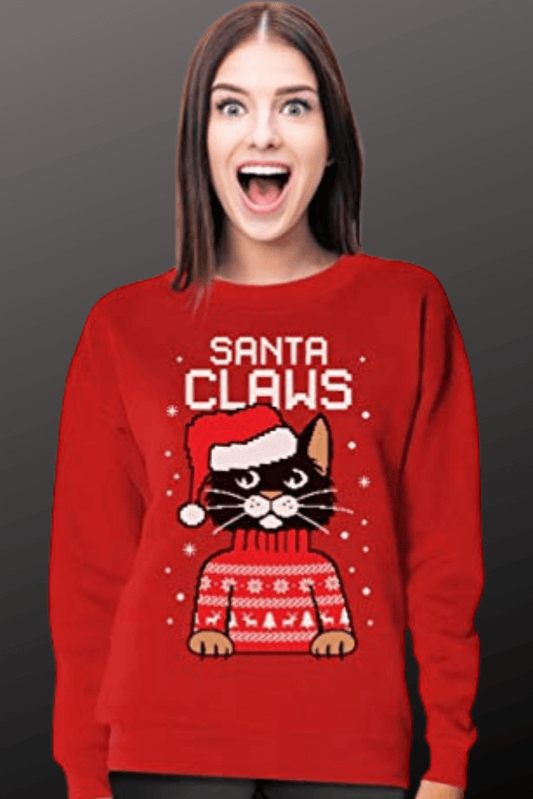 Purrfectly Ugly Santa Claws Christmas Sweater
