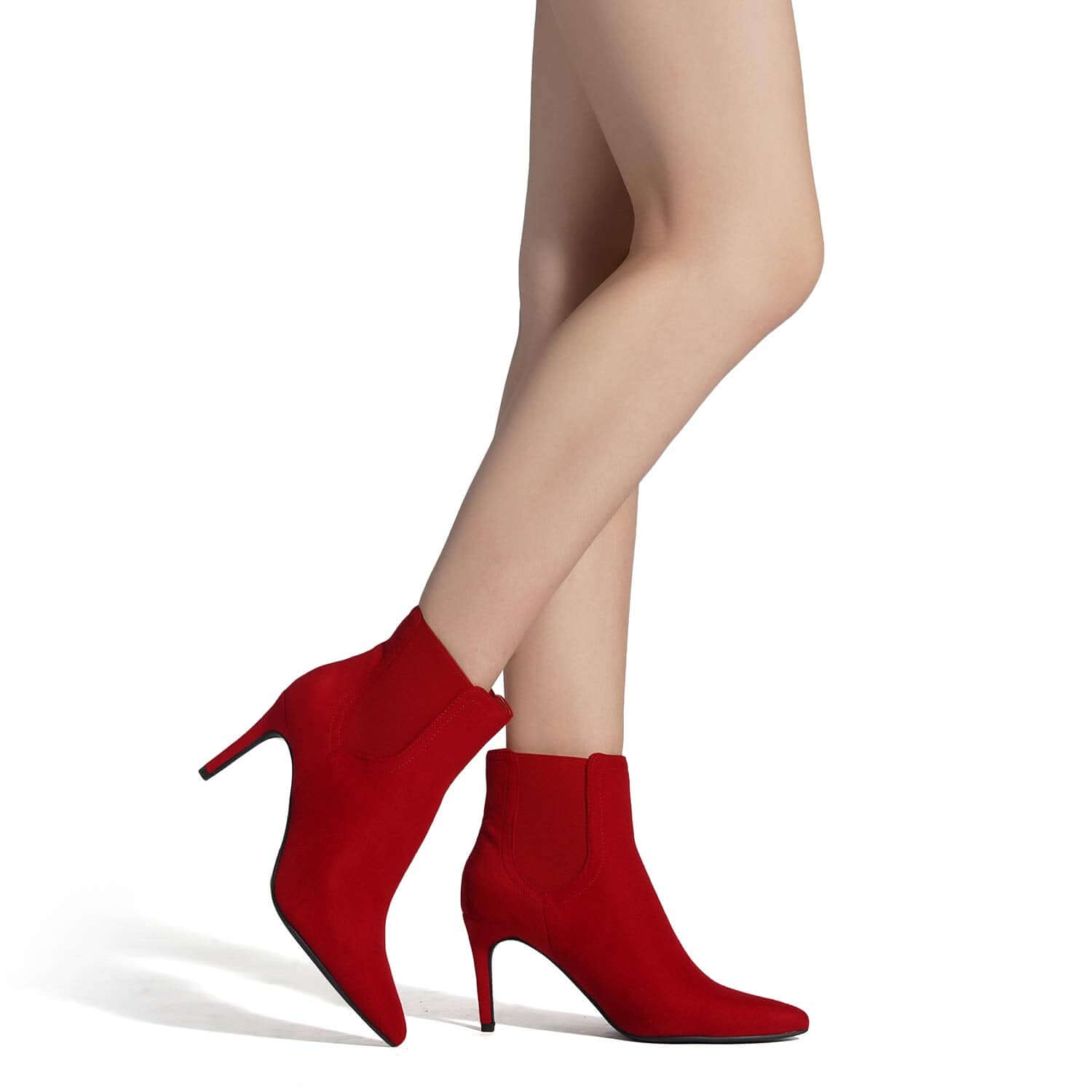 Ravishing Red Pointed Toe Stiletto Ankle Booties