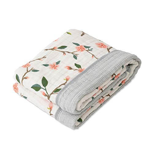 Red Rover Cotton Muslin Baby Quilt - Peach Blossom