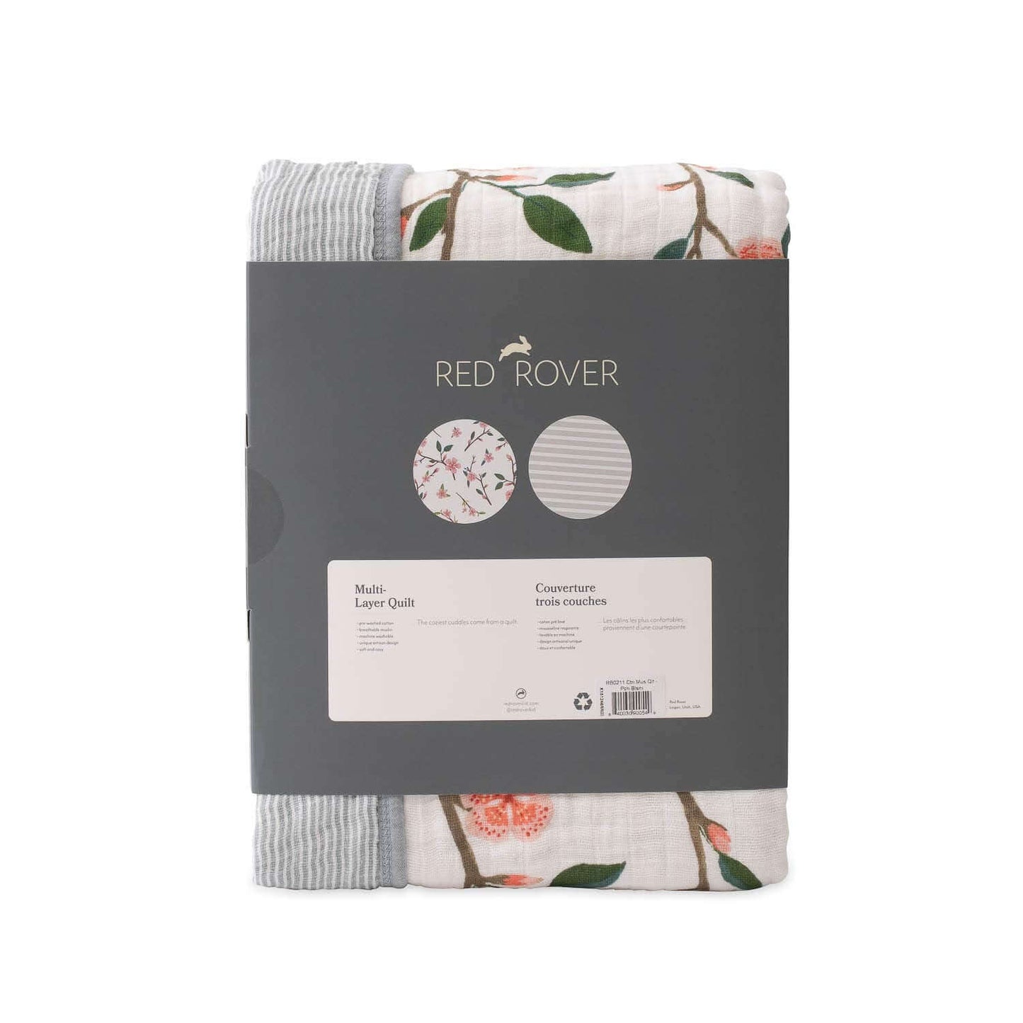 Red Rover Cotton Muslin Baby Quilt - Peach Blossom