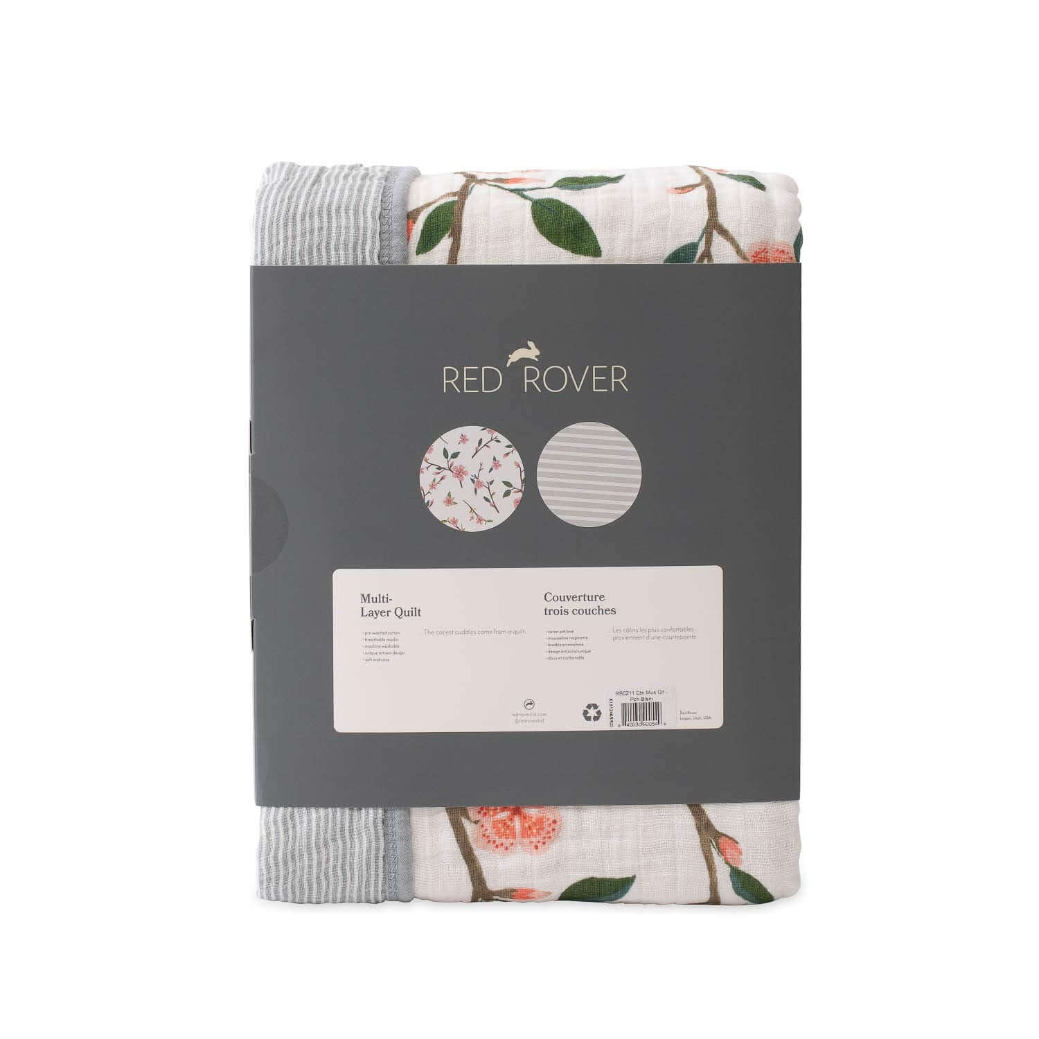 Red Rover Cotton Muslin Baby Quilt - Peach Blossom