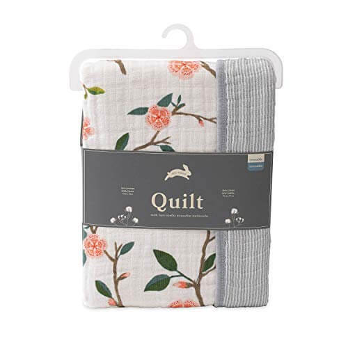 Red Rover Cotton Muslin Baby Quilt - Peach Blossom