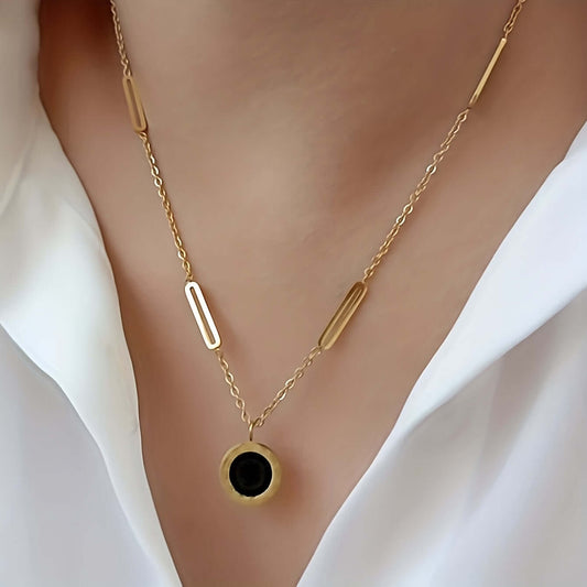 Roman Luxe: 18K Gold Plated Pendant Necklace