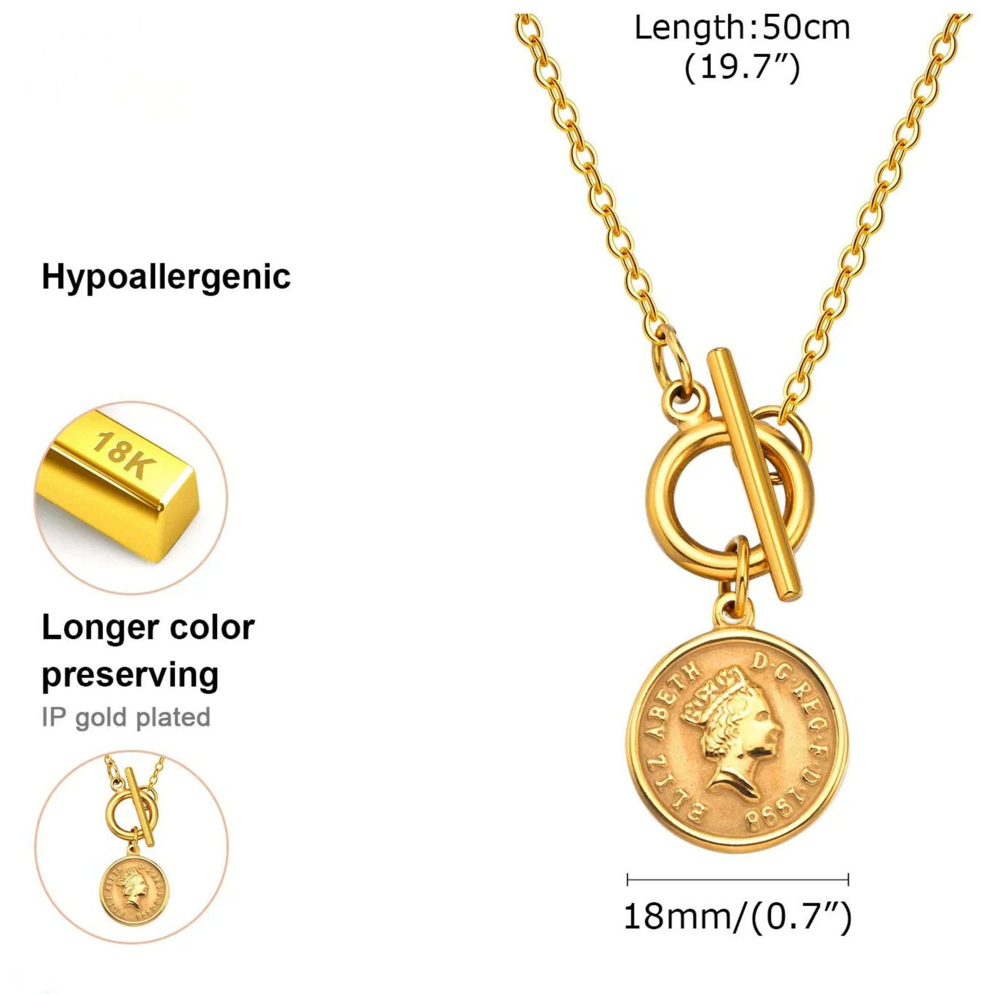 Royal Heritage: Hypoallergenic Vintage Medallion Coin Necklace