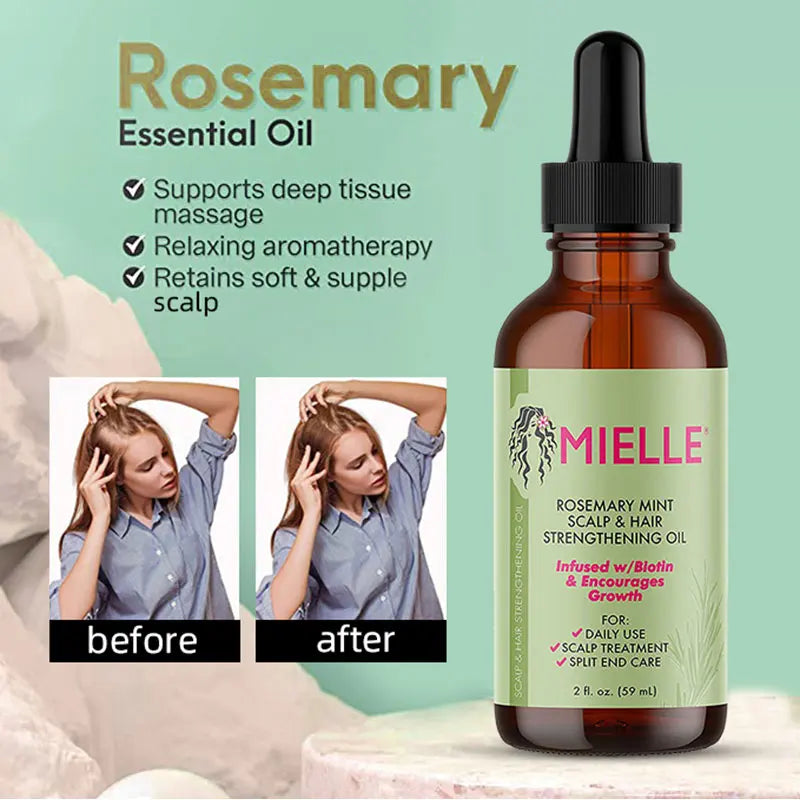 Mielle Organic Hair Growth Essential Oil with Rosemary & Mint - Strengthening & Nourishing Treatment for Split Ends & Dry Hair | GreenLifeHuman Emporium