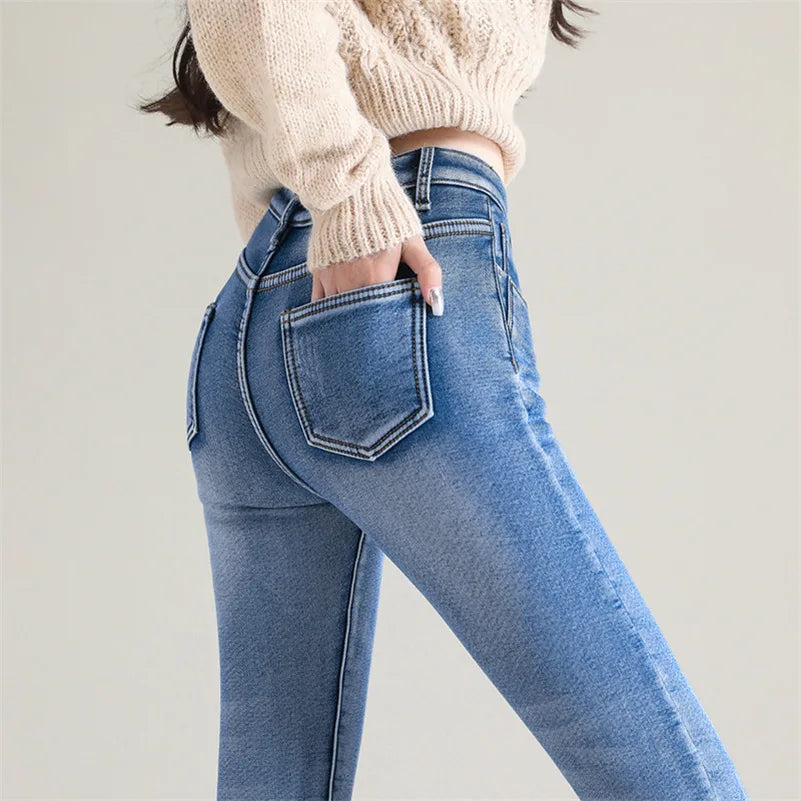 Warm Thick Fleece Stretchy Skinny Women Jeans | GreenLifeHuman Emporium