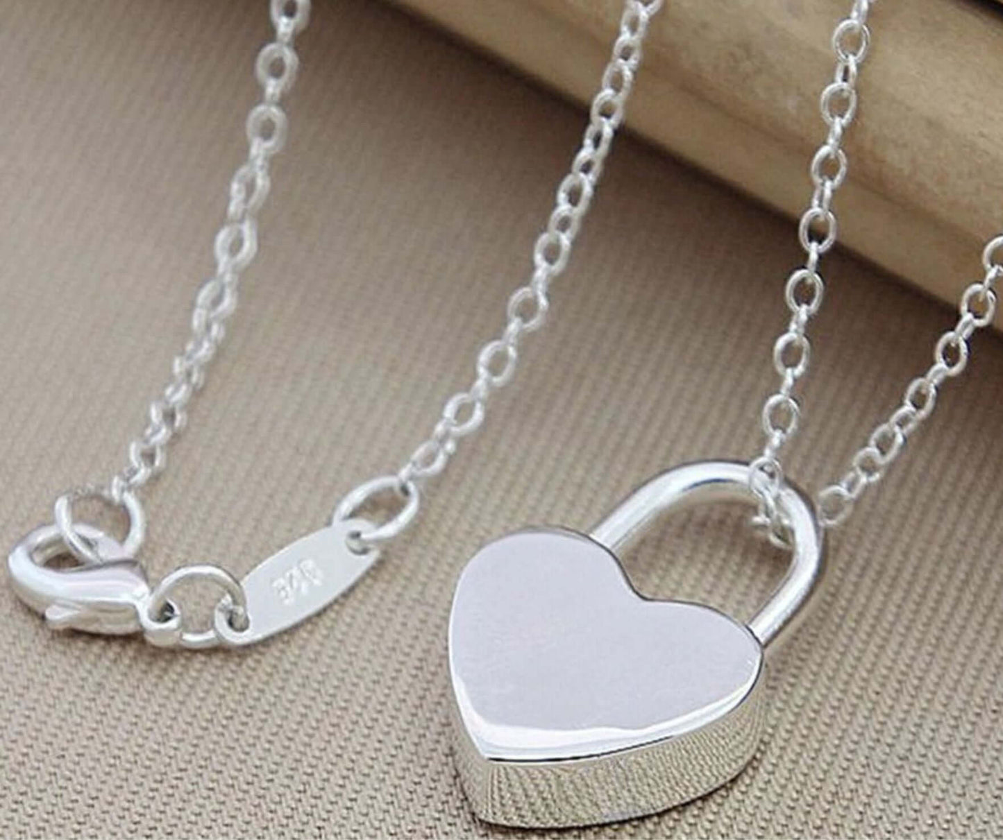 S925 Sterling Silver Lock Pendant Necklace