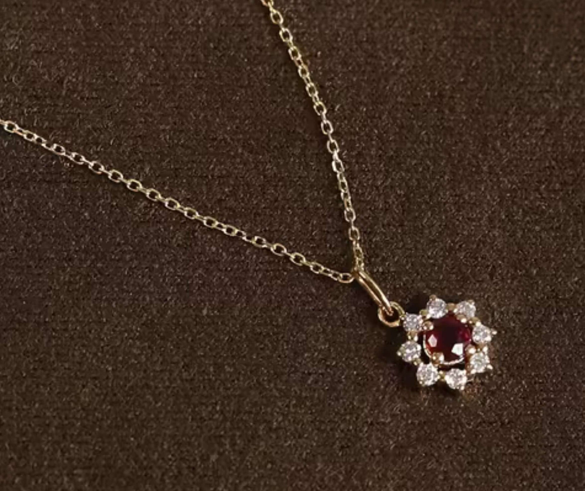 S925 Sterling Silver Red Zirconia Necklace